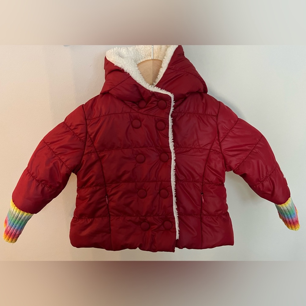 Cakewalk Girls Red Sherpa Lined Puffer Jacket Size EU 74 - US 9-12M